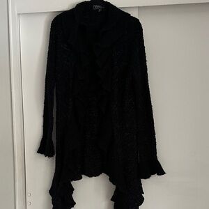dressbarn Black Ruffled Cardigan